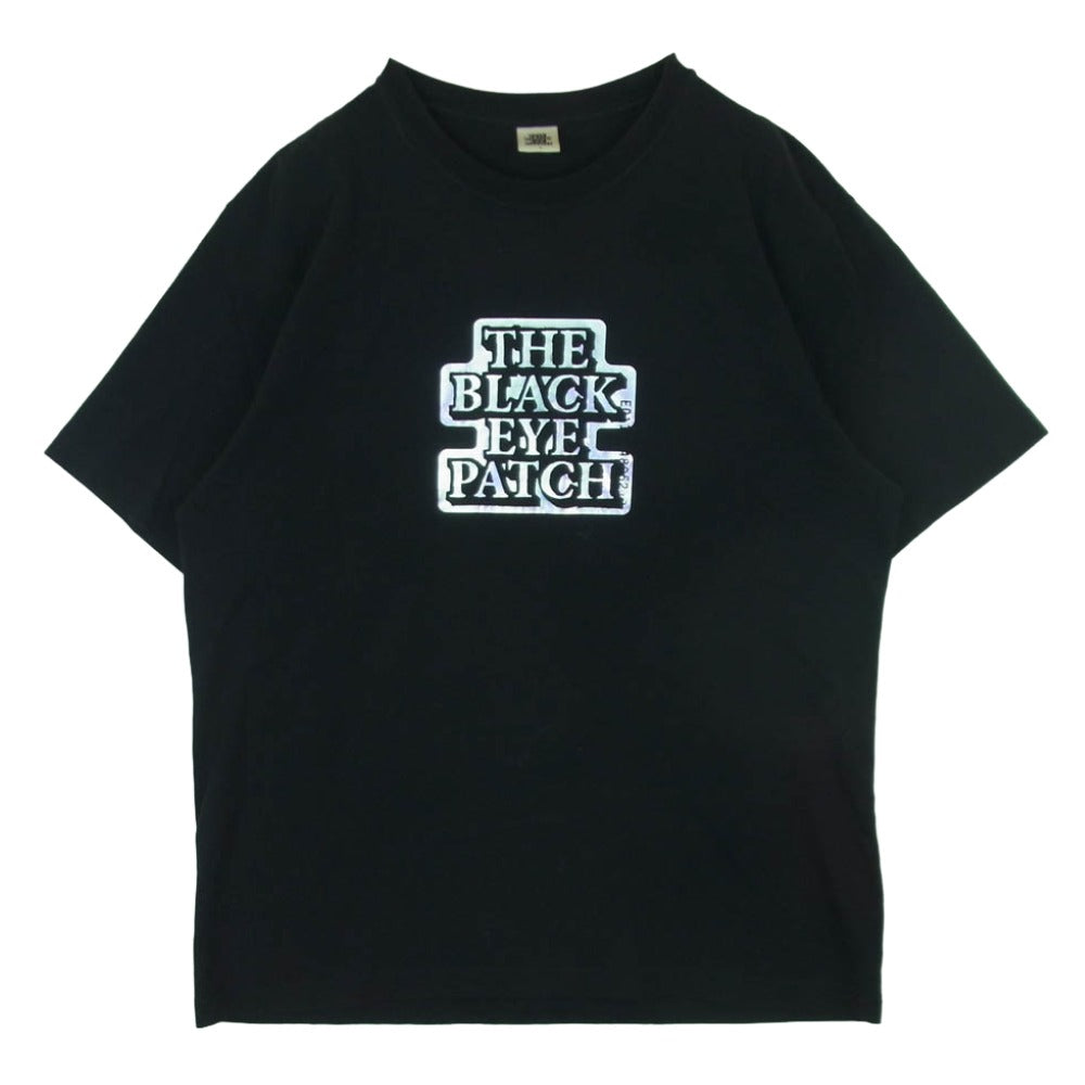 BlackEyePatch ブラックアイパッチ ホログラム センターロゴ プリント Tシャツ 半袖 カットソー ブラック系 L【中古】