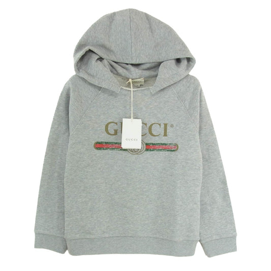 GUCCI グッチ 532484 X9O39 キッズ チルドレンズ ヴィンテージロゴ スウェット シャツ パーカー グレー系 8【極上美品】【中古】