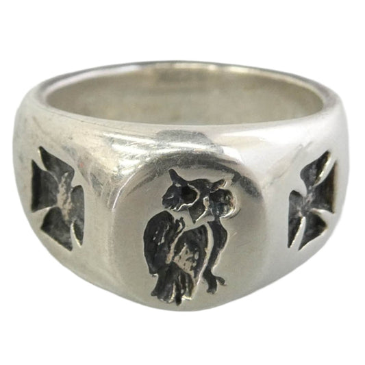 BILL WALL LEATHER ビルウォールレザー BEAMS ビームス BEAMS EXCLUSIVE Owl Signet Ring ビームス エクスクルーシブ オウル シグネット リング フクロウ 梟 シルバー系 10号【中古】