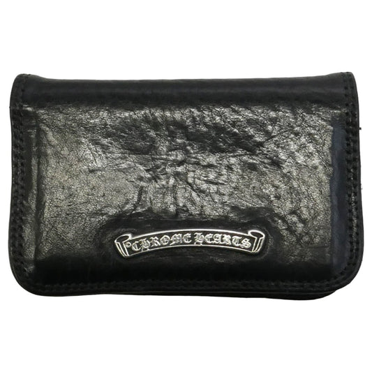 CHROME HEARTS クロムハーツ（原本無） CARD CASE グロメット付き レザー カードケース 名刺入れ ブラック系【中古】