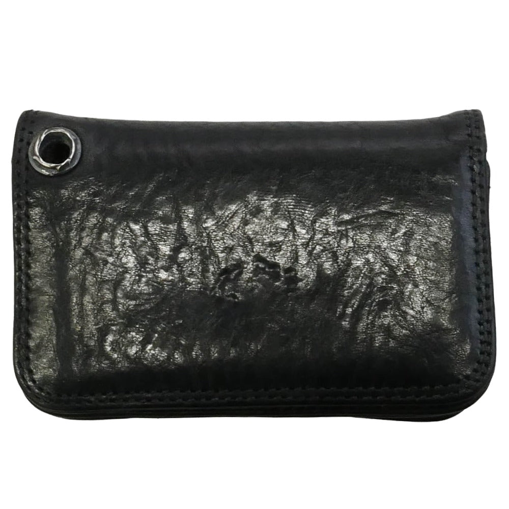 CHROME HEARTS クロムハーツ（原本無） CARD CASE グロメット付き レザー カードケース 名刺入れ ブラック系【中古】