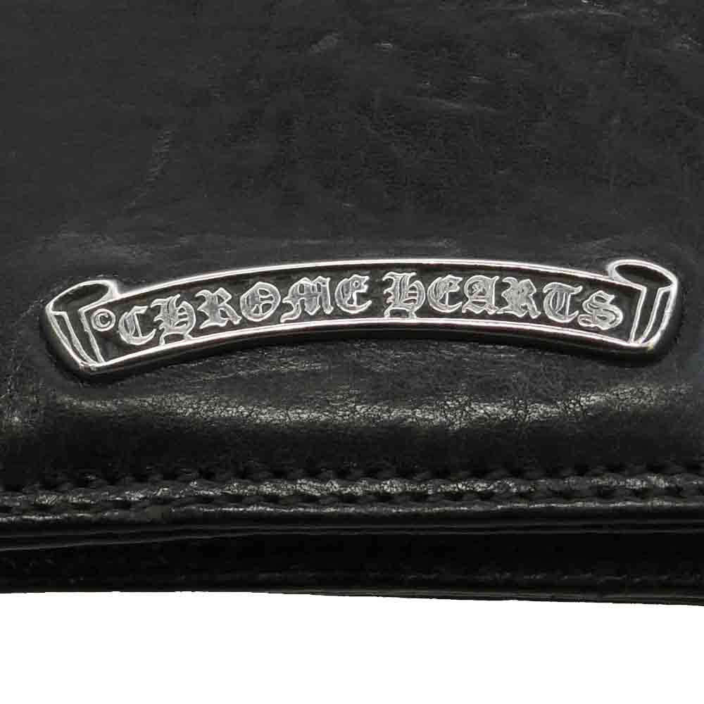 CHROME HEARTS クロムハーツ（原本無） CARD CASE グロメット付き レザー カードケース 名刺入れ ブラック系【中古】
