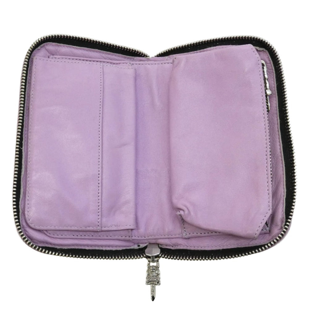 CHROME HEARTS クロムハーツ（原本無） REC F ZIP MINI ハラコ ラウンド ジップ ミニ ウォレット 財布 グレー系 ピンク系【中古】