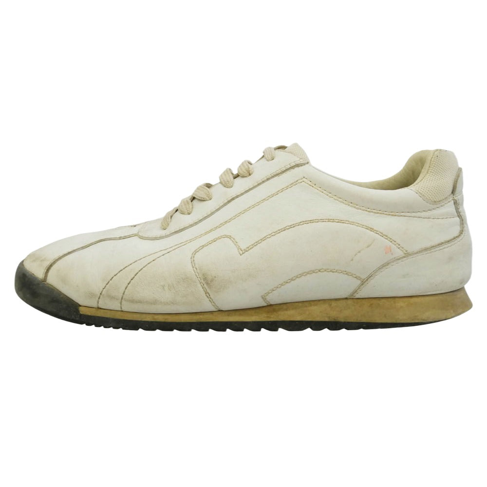 Salvatore Ferragamo サルヴァトーレフェラガモ レザー レースアップ ローカット スニーカー オフホワイト系 9【中古】