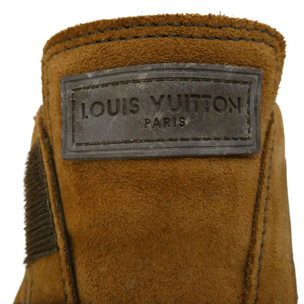 LOUIS VUITTON ルイ・ヴィトン スエード レザー ヒールロゴ ベルト ローカット スニーカー ブラウン系 8.5【中古】