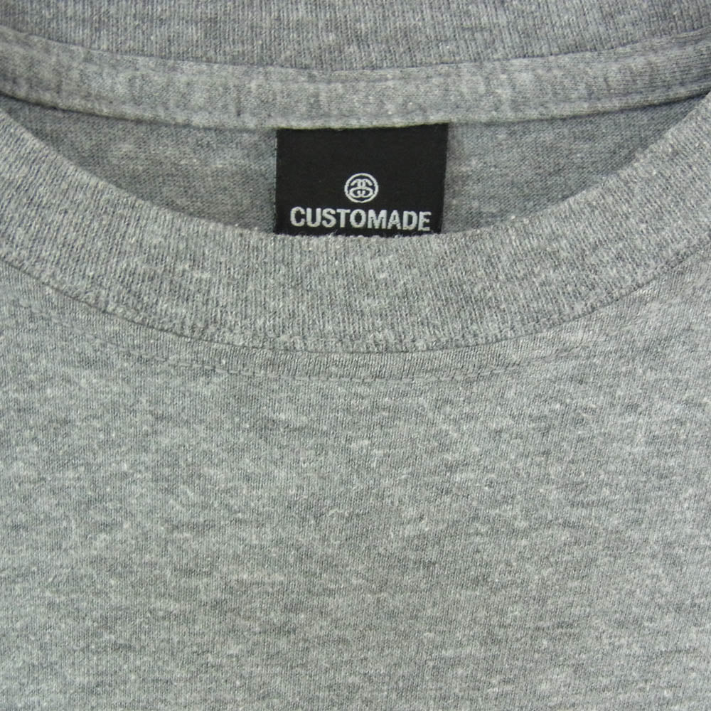 STUSSY ステューシー USA製 CUSTOMADE No3 カスタメイド クロスボーン ロゴ プリント 半袖 Ｔシャツ グレー系 サイズ表記無【中古】