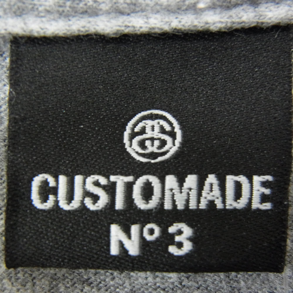 STUSSY ステューシー USA製 CUSTOMADE No3 カスタメイド クロスボーン ロゴ プリント 半袖 Ｔシャツ グレー系 サイズ表記無【中古】