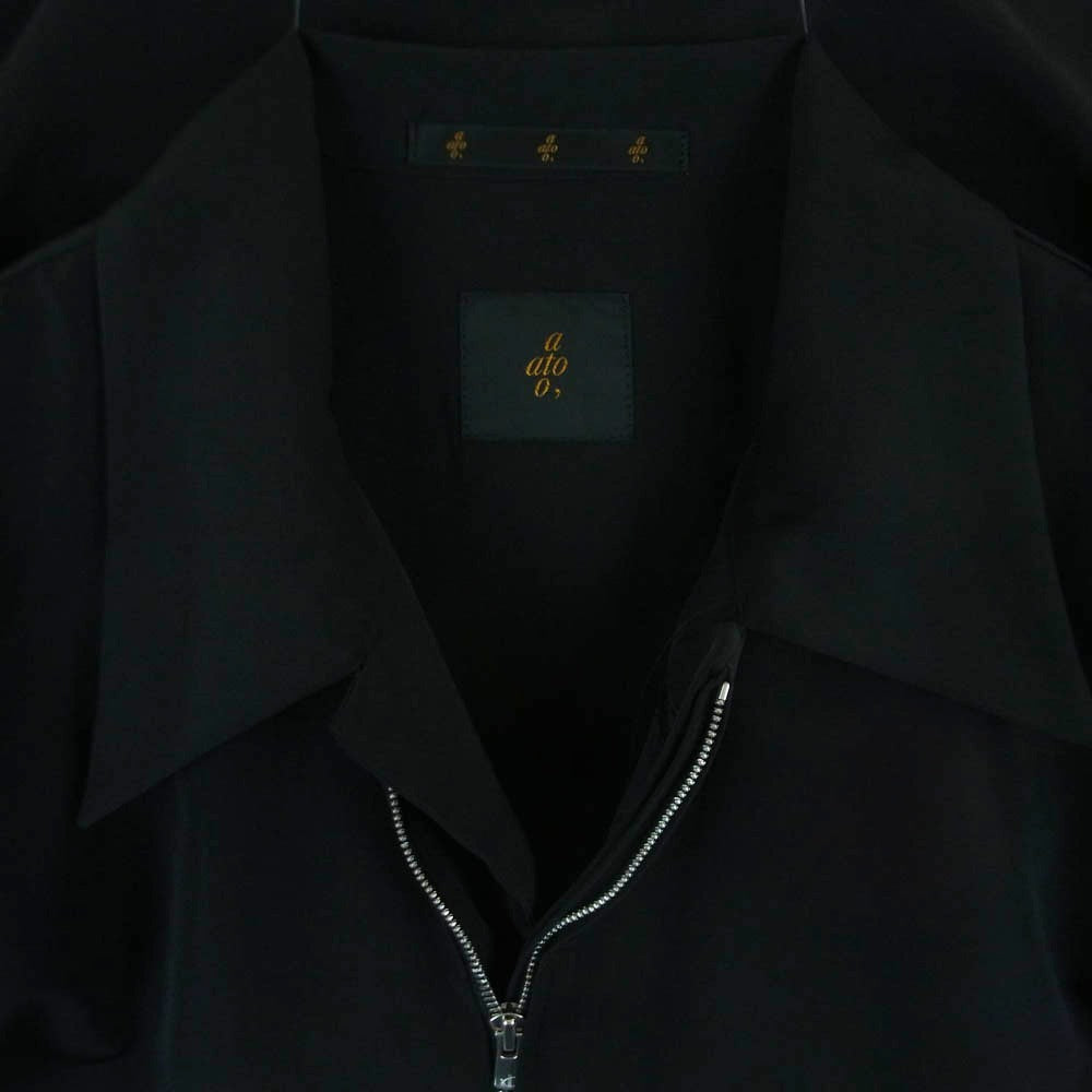 ato アトウ AM25A-S09 DOUBLE CUFFS ZIP SHIRT ダブルカフス ジップ シャツ ジャケット 日本製 ブラック系 46【中古】