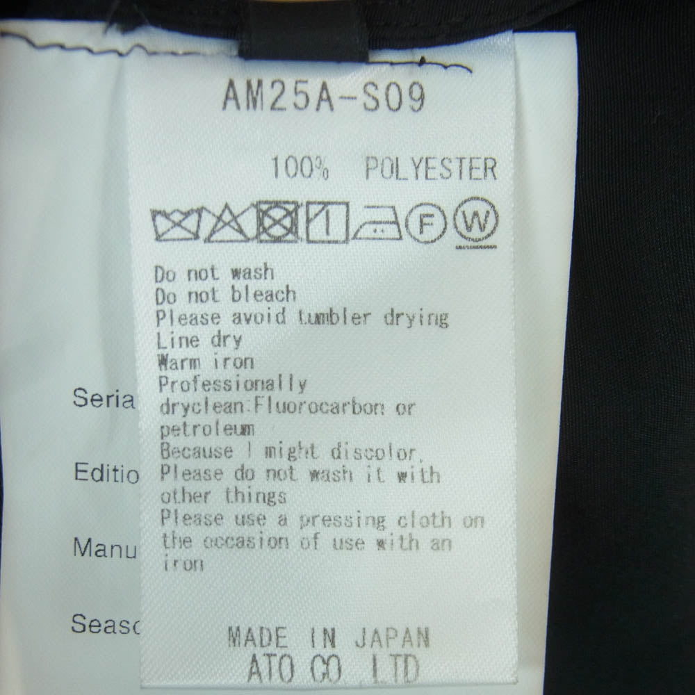 ato アトウ AM25A-S09 DOUBLE CUFFS ZIP SHIRT ダブルカフス ジップ シャツ ジャケット 日本製 ブラック系 46【中古】