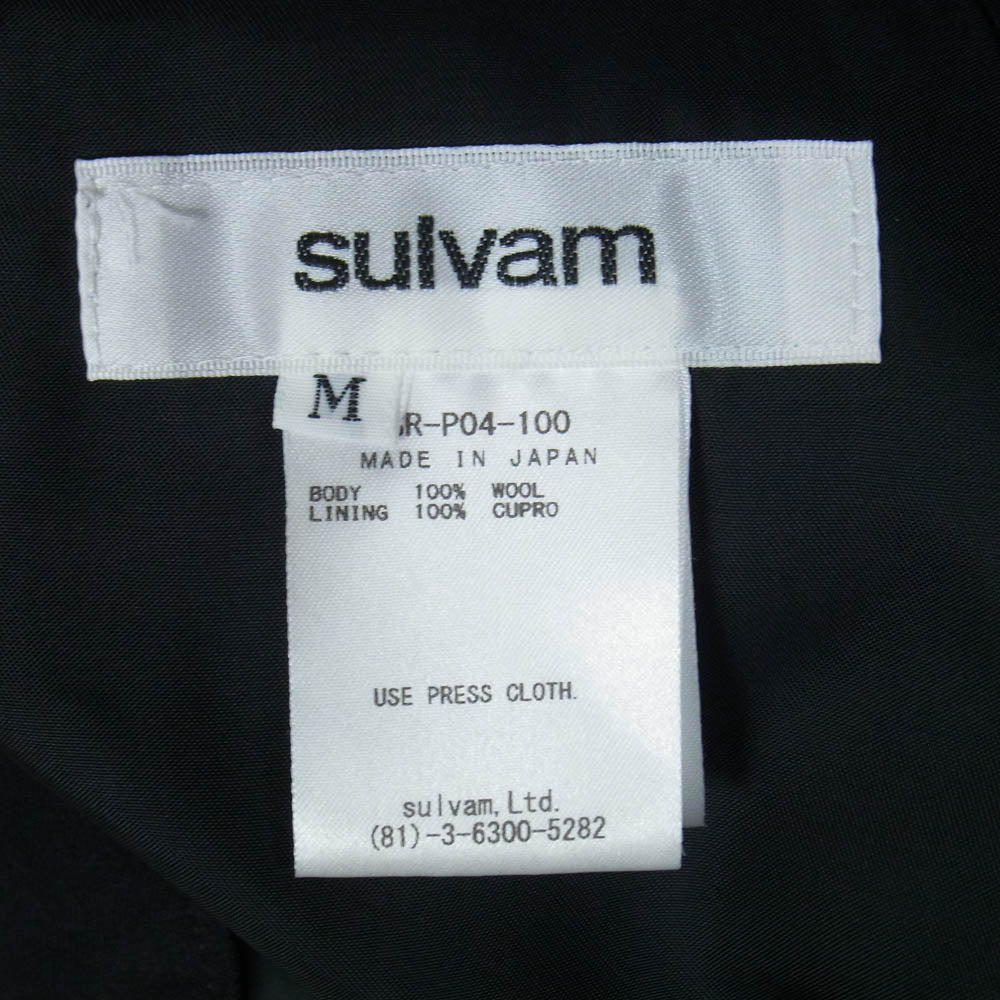 sulvam サルバム 23SS SR-P04-100 Mid Length Slit Slacks ミドル丈 クロップド スリット スラックス パンツ ブラック系 M【中古】