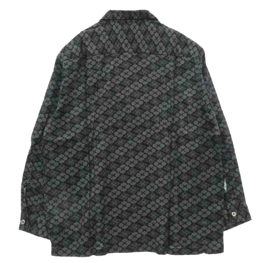 バッズプール × GAKKIN ガッキン 花罰 総柄 PATTERN S/S Shirt シャツ 長袖 ブラック系 グレー系 S【極上美品】【中古】