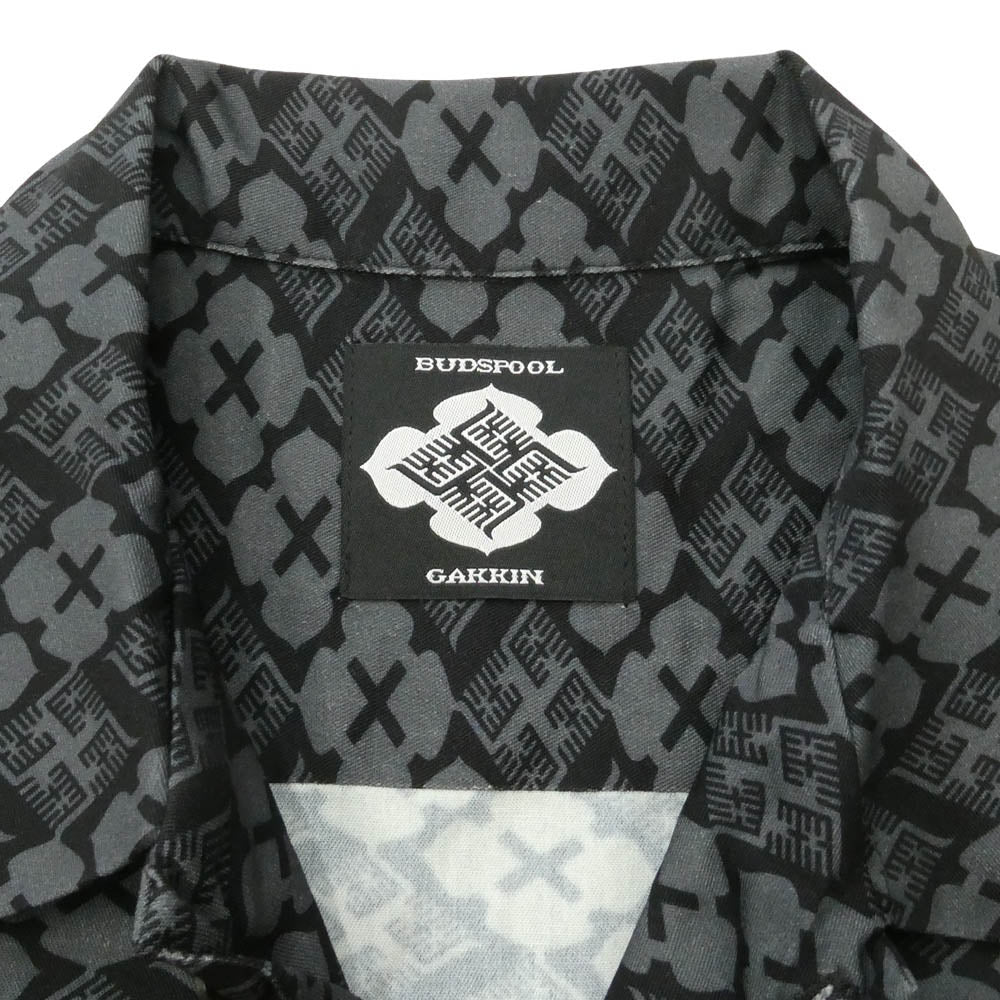 バッズプール × GAKKIN ガッキン 花罰 総柄 PATTERN S/S Shirt シャツ 長袖 ブラック系 グレー系 S【極上美品】【中古】
