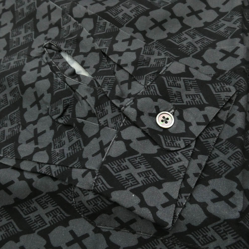 バッズプール × GAKKIN ガッキン 花罰 総柄 PATTERN S/S Shirt シャツ 長袖 ブラック系 グレー系 S【極上美品】【中古】