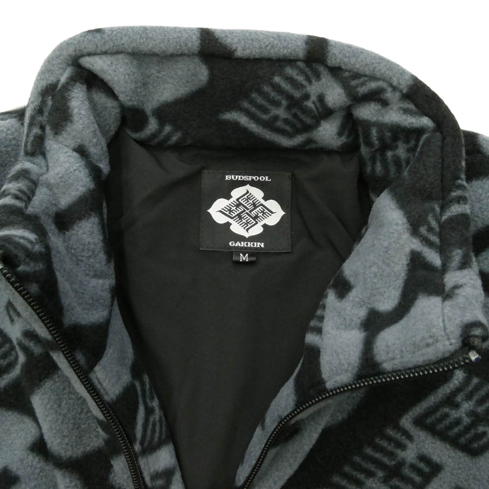 バッズプール × GAKKIN ガッキン BOA FLEECE JACKET 花罰 フリース ジャケット ブラック系 グレー系 M【美品】【中古】