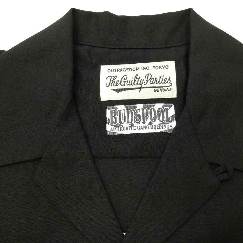 WACKO MARIA ワコマリア × BUDSPOOL バッズプール 21SS NMD-WM-OC02 舐達麻 殺人音楽 50'S SHIRT ハワイアン アロハ オープンカラー シャツ 長袖 ブラック系 S【新古品】【未使用】【中古】