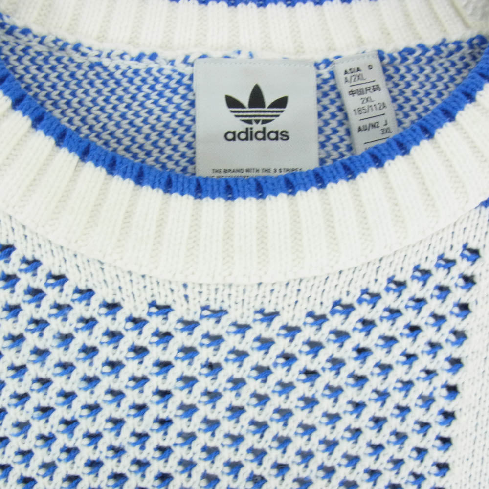 adidas アディダス KQ5085 ADICOLOR BLOKECORE アディカラー ブロックコア プルオーバー ニット ブルー系 2XL【中古】