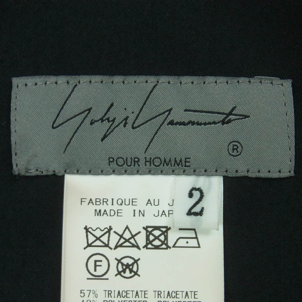Yohji Yamamoto POUR HOMME ヨウジヤマモトプールオム 24SS HS-P44-500 Ta TUXEDO M-TUXEDO TUCK PANTS タキシード素材 タック パンツ ブラック系 2【中古】