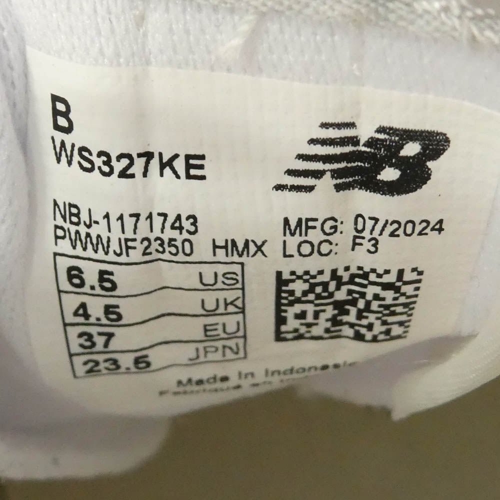 NEW BALANCE ニューバランス WS327KE WS327KE ローカット スニーカー ホワイト系 23.5cm【極上美品】【中古】