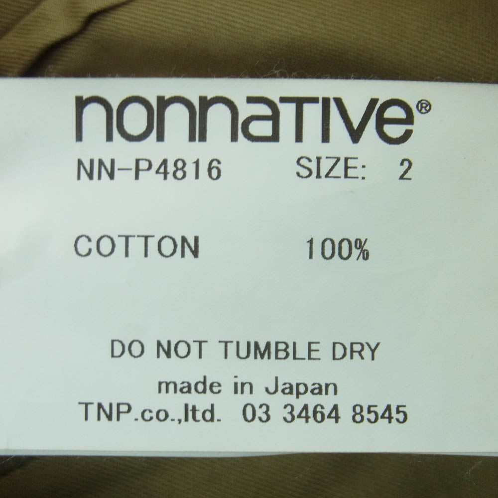 nonnative ノンネイティブ 26SS NN-P4816 OFFICER CHINO TROUSERS COTTON TWILL PIGMENT DYE オフィサー チノ パンツ コットン ツイル パンツ ベージュ系 2【中古】