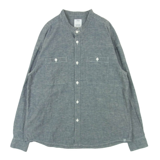 VISVIM ビズビム 0125205011011 25AW INGALL CHAMBRAY シャンブレー スタンドカラー 長袖 シャツ グレー系 3【中古】