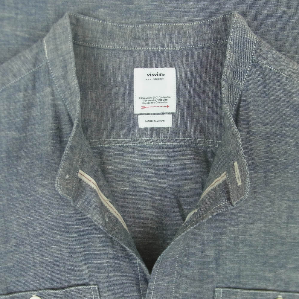 VISVIM ビズビム 0125205011011 25AW INGALL CHAMBRAY シャンブレー スタンドカラー 長袖 シャツ グレー系 3【中古】