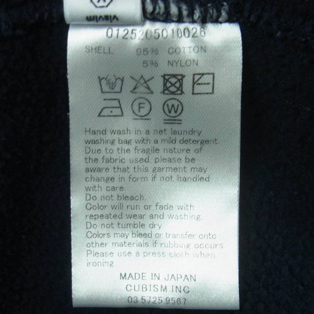 VISVIM ビズビム 0125205010026 25AW COURT HOODIE P.O. プルオーバー パーカー コットン 日本製 ネイビー系 3【中古】