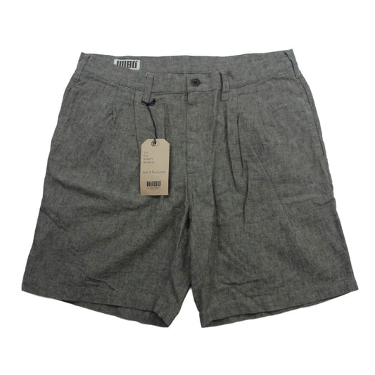 イルワンエイティー HEATHER LINEN 2-TUCK SHORTS コットン リネン 2タック ショーツ ハーフ パンツ グレー系 L【中古】