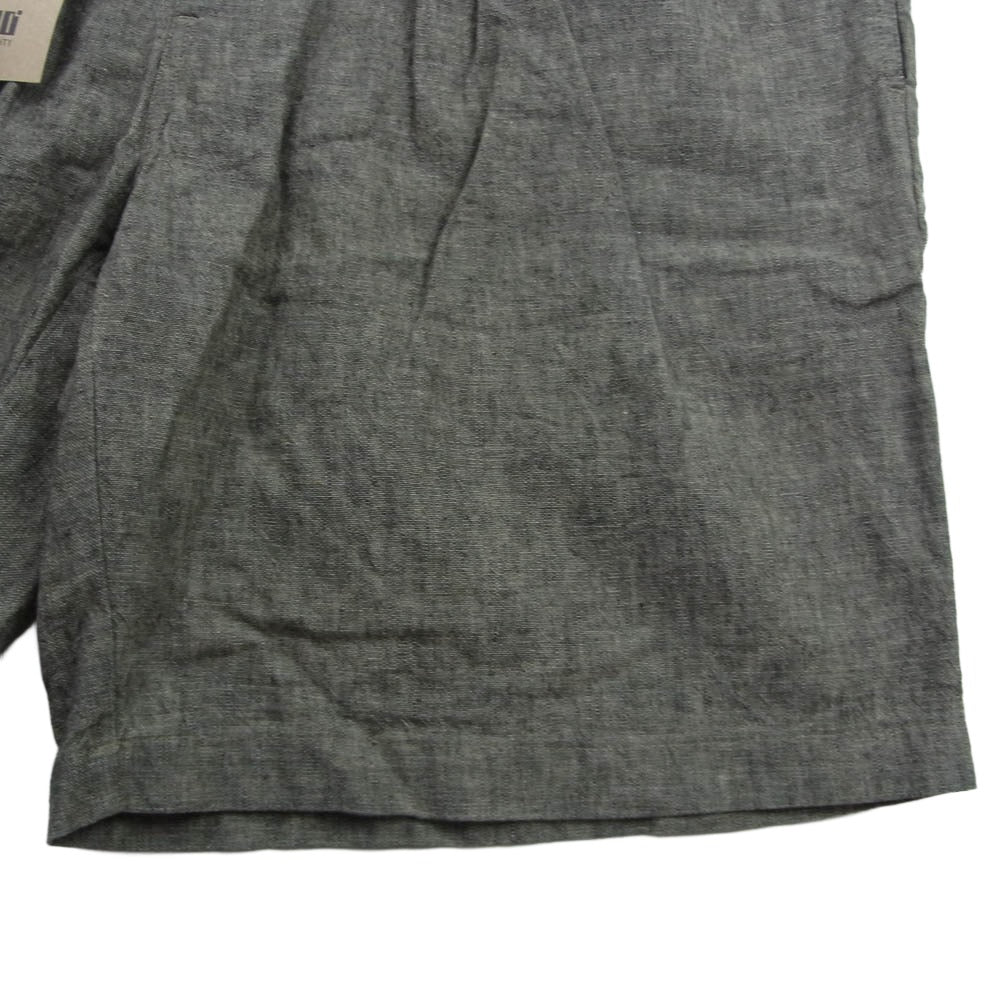 イルワンエイティー HEATHER LINEN 2-TUCK SHORTS コットン リネン 2タック ショーツ ハーフ パンツ グレー系 L【中古】