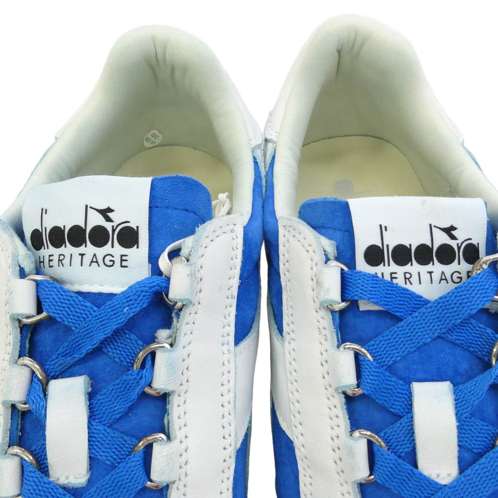 Diadora ディアドラ Heritage Collection EQUIPE ヘリテージ ローカット スニーカー ブルー系 ホワイト系 27.5cm【美品】【中古】