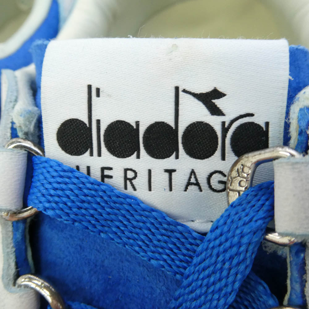 Diadora ディアドラ Heritage Collection EQUIPE ヘリテージ ローカット スニーカー ブルー系 ホワイト系 27.5cm【美品】【中古】