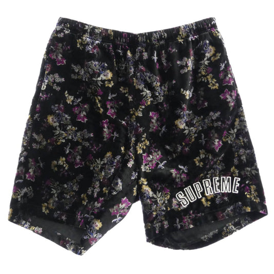 Supreme シュプリーム 19AW Floral Velour Shorts アーチロゴ ベロア ハーフパンツ ショーツ ブラック系 S【中古】