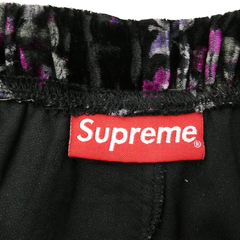 Supreme シュプリーム 19AW Floral Velour Shorts アーチロゴ ベロア ハーフパンツ ショーツ ブラック系 S【中古】