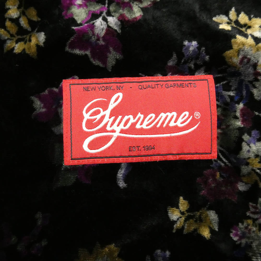 Supreme シュプリーム 19AW Floral Velour Baseball Jersey フローラル ベロアベースボール 半袖 シャツ ブラック系 XL【中古】