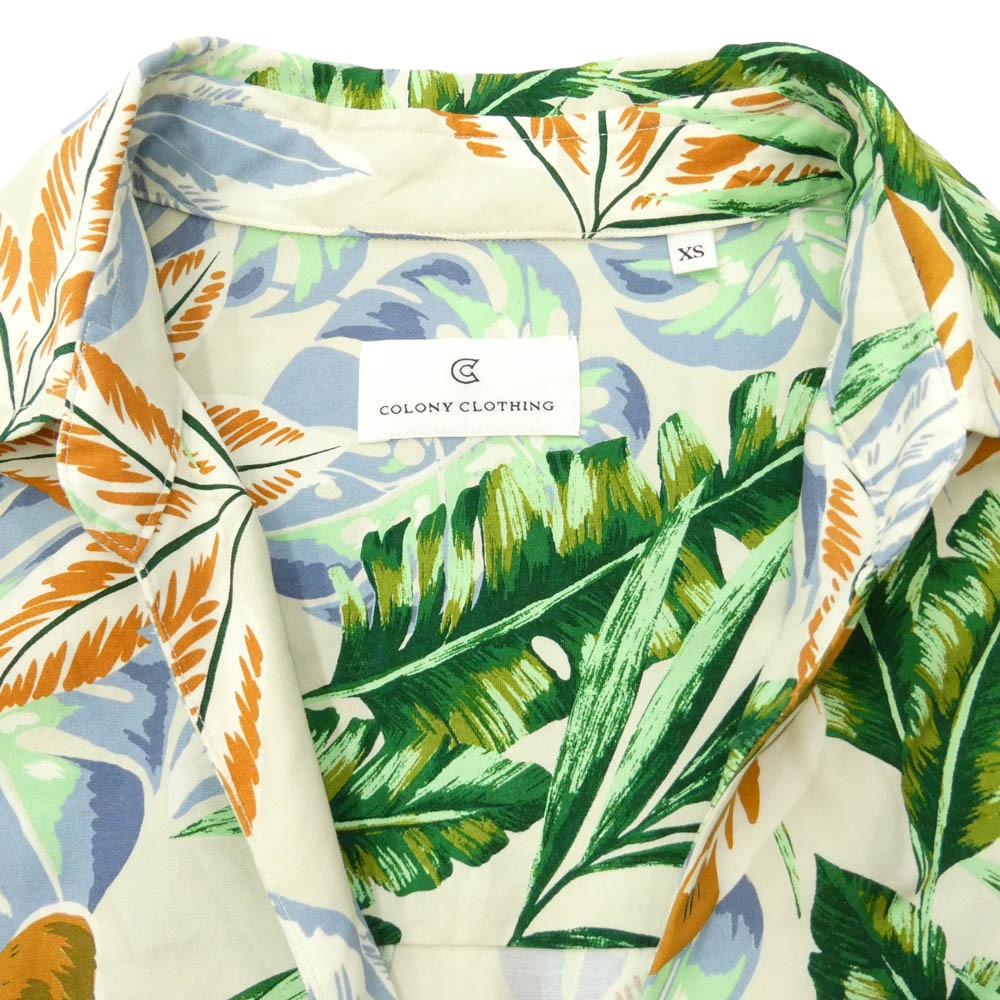 美品　COLONY CLOTHING プールサイドシャツ アロハ 春夏　レーヨン コロニークロージング プールサイド 長袖 レーヨン アロハ スキッパー