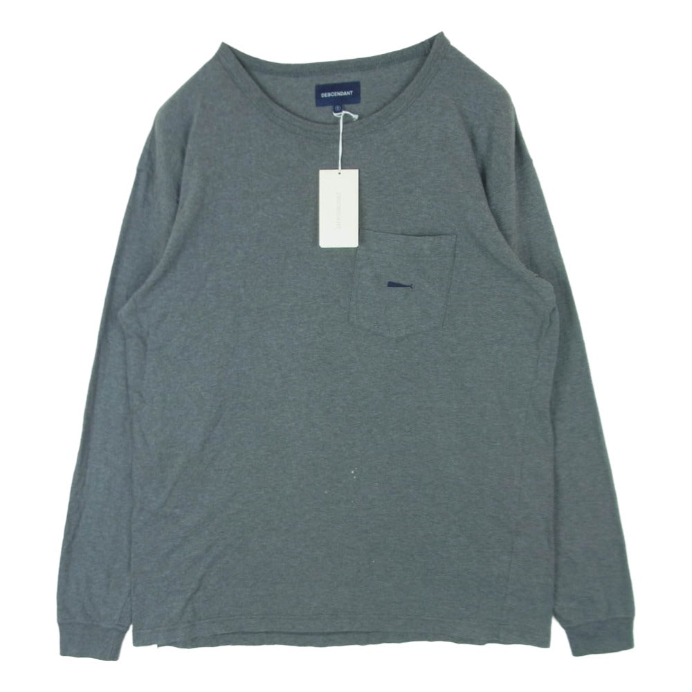 DESCENDANT ディセンダント 18SS 181ATDS-CSM08 CACHALOT POCKET LS カシャロ刺繍 ポケット 長袖 カットソー ロンT Ｔシャツ グレー系 S 1【中古】