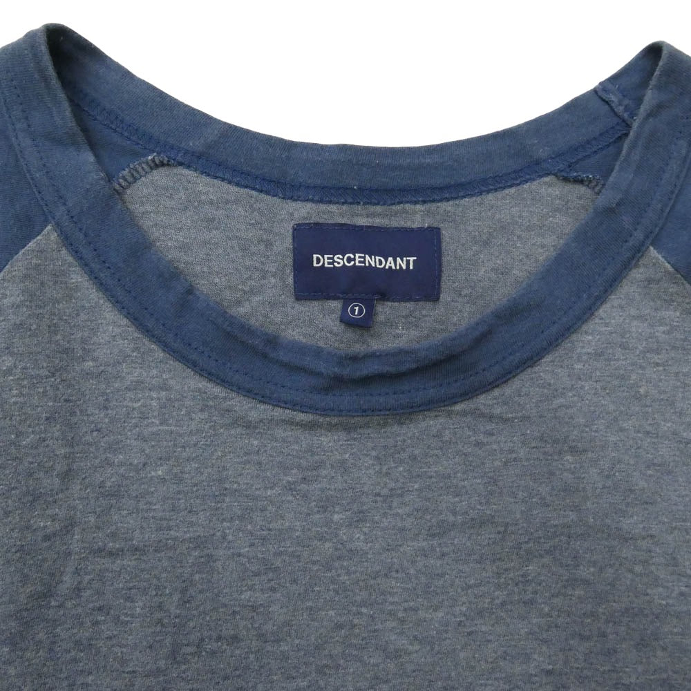 DESCENDANT ディセンダント 18SS 181ATDS-CSM19 CHARLIE JERSEY TQS CACHALOT カシャロ刺繍 ポケット 長袖 カットソー 七分丈 Ｔシャツ グレー系 1【中古】