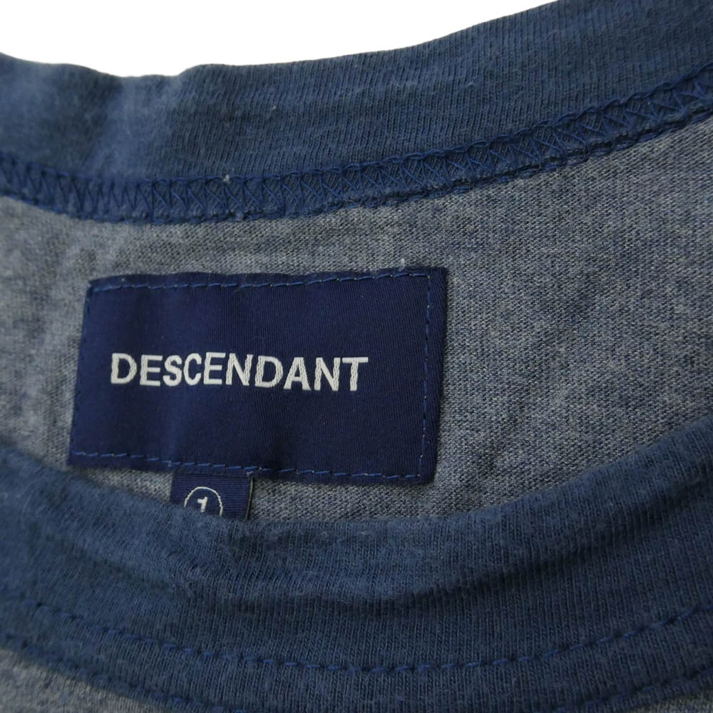 DESCENDANT ディセンダント 18SS 181ATDS-CSM19 CHARLIE JERSEY TQS CACHALOT カシャロ刺繍 ポケット 長袖 カットソー 七分丈 Ｔシャツ グレー系 1【中古】