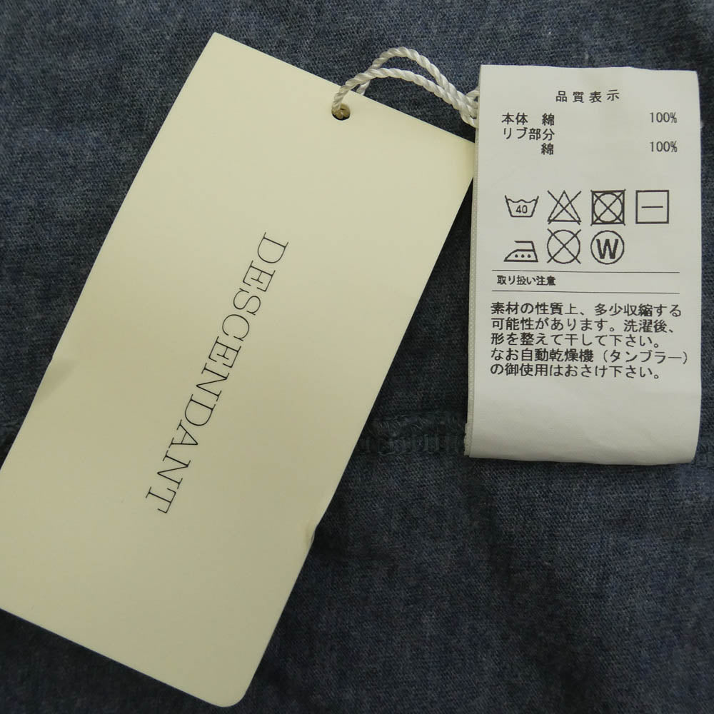 DESCENDANT ディセンダント 18SS 181ATDS-CSM19 CHARLIE JERSEY TQS CACHALOT カシャロ刺繍 ポケット 長袖 カットソー 七分丈 Ｔシャツ グレー系 1【中古】