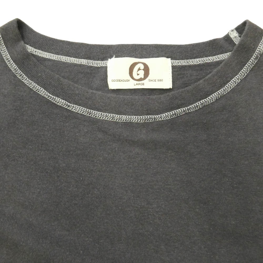 GOODENOUGH グッドイナフ クラッシック 王冠刺繍 ロゴ プリント Gタグ ロンT 長袖カットソー チャコール系 L【中古】