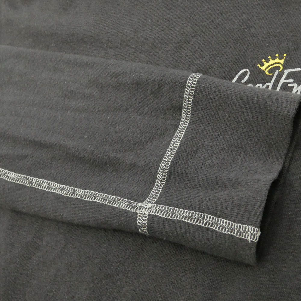 GOODENOUGH グッドイナフ クラッシック 王冠刺繍 ロゴ プリント Gタグ ロンT 長袖カットソー チャコール系 L【中古】