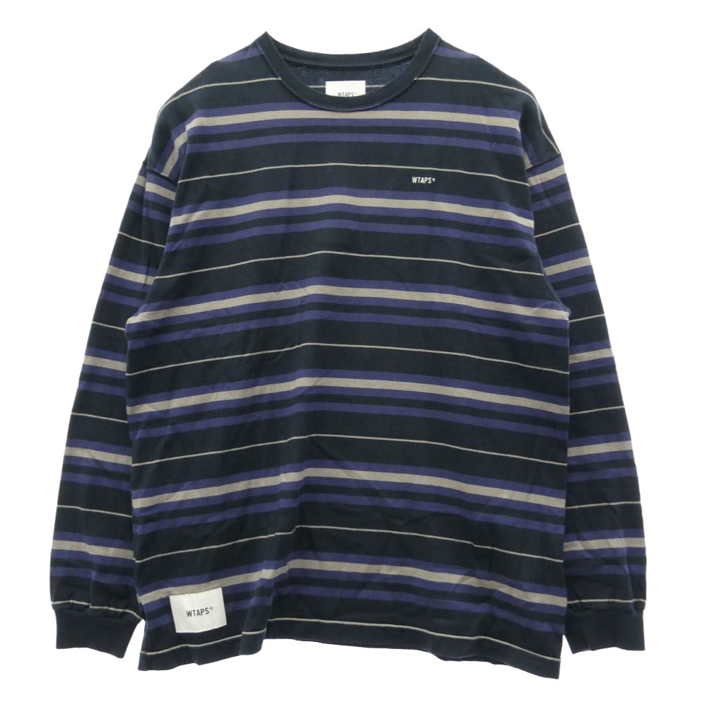 WTAPS ダブルタップス 23SS 231ATDT-CSM21 BDY LS COTTON TEXTILE SIGN ボーダー Tシャツ ロンT 長袖カットソー マルチカラー系 2【中古】