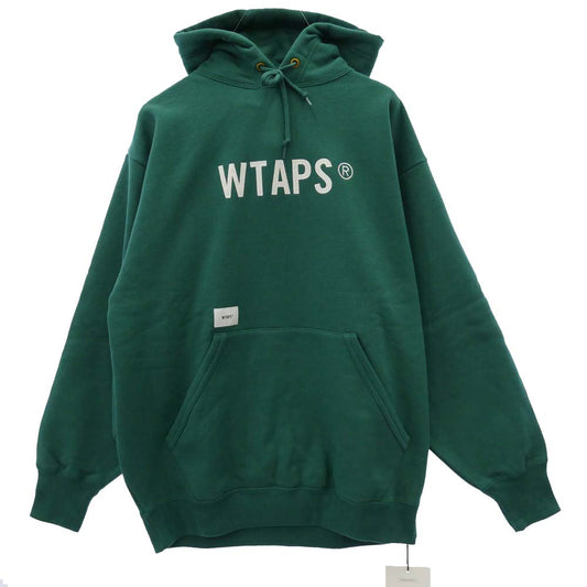 WTAPS ダブルタップス 24SS 241ATDT-CSM02 SIGN HOODY COTTON TSSC ロゴ プリント スウェット フーディ パーカー スウェット パーカー グリーン系 03【美品】【中古】