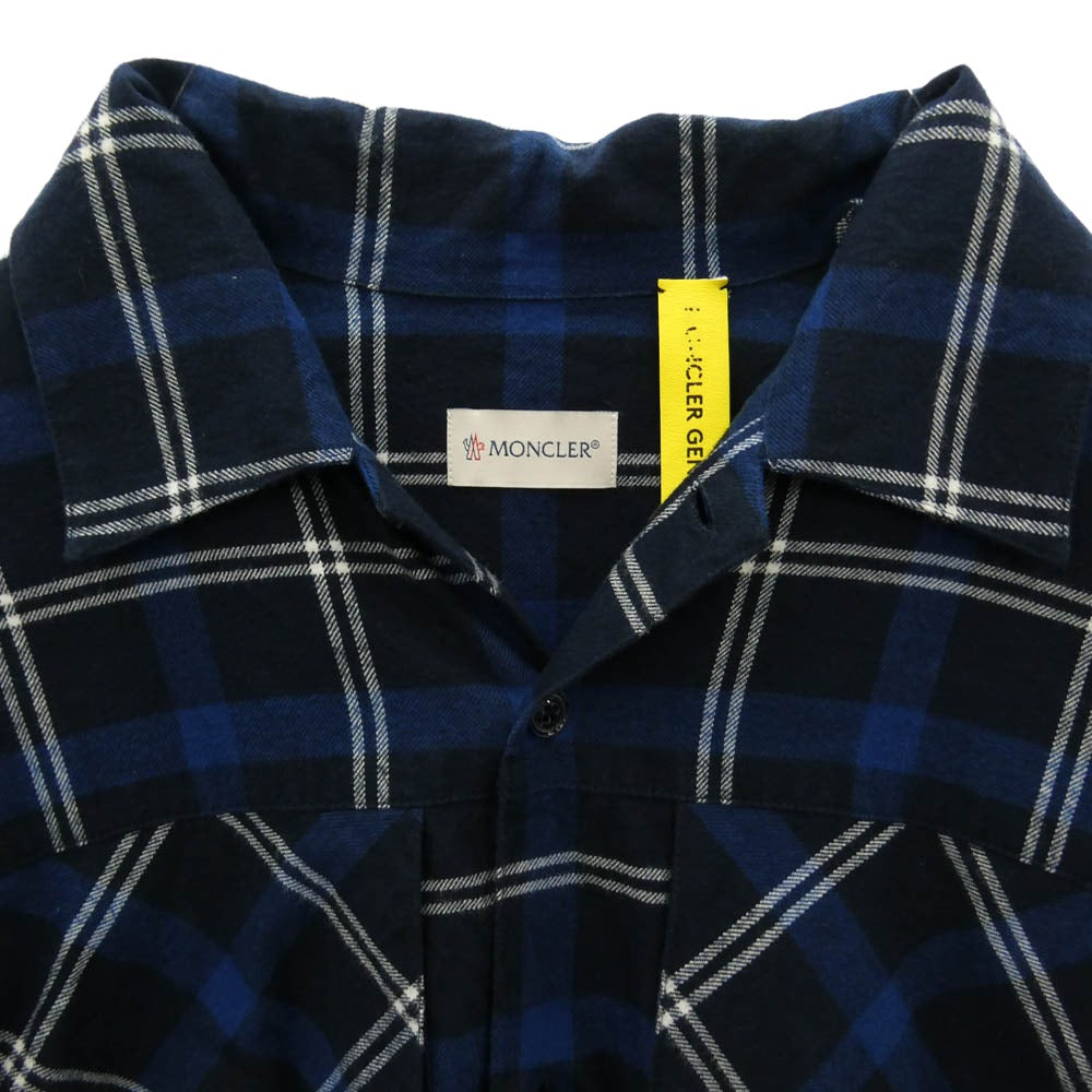 MONCLER モンクレール 18AW D209U5200101 GENIUS ジーニアス × FRAGMENT フラグメント HIROSHI FUJIWARA CAMICIA 長袖 バックロゴ フランネル シャツ 1 ネイビー系 1【美品】【中古】
