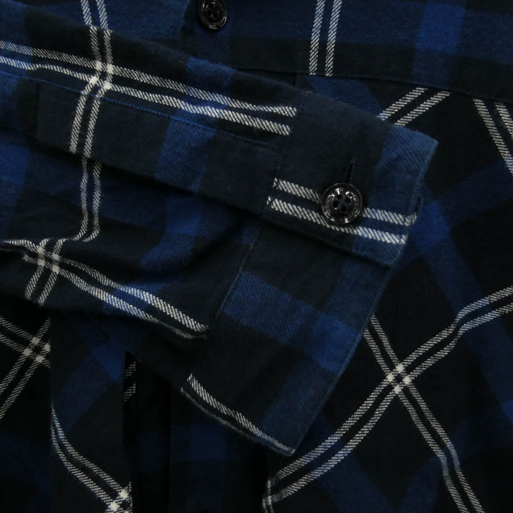 MONCLER モンクレール 18AW D209U5200101 GENIUS ジーニアス × FRAGMENT フラグメント HIROSHI FUJIWARA CAMICIA 長袖 バックロゴ フランネル シャツ 1 ネイビー系 1【美品】【中古】