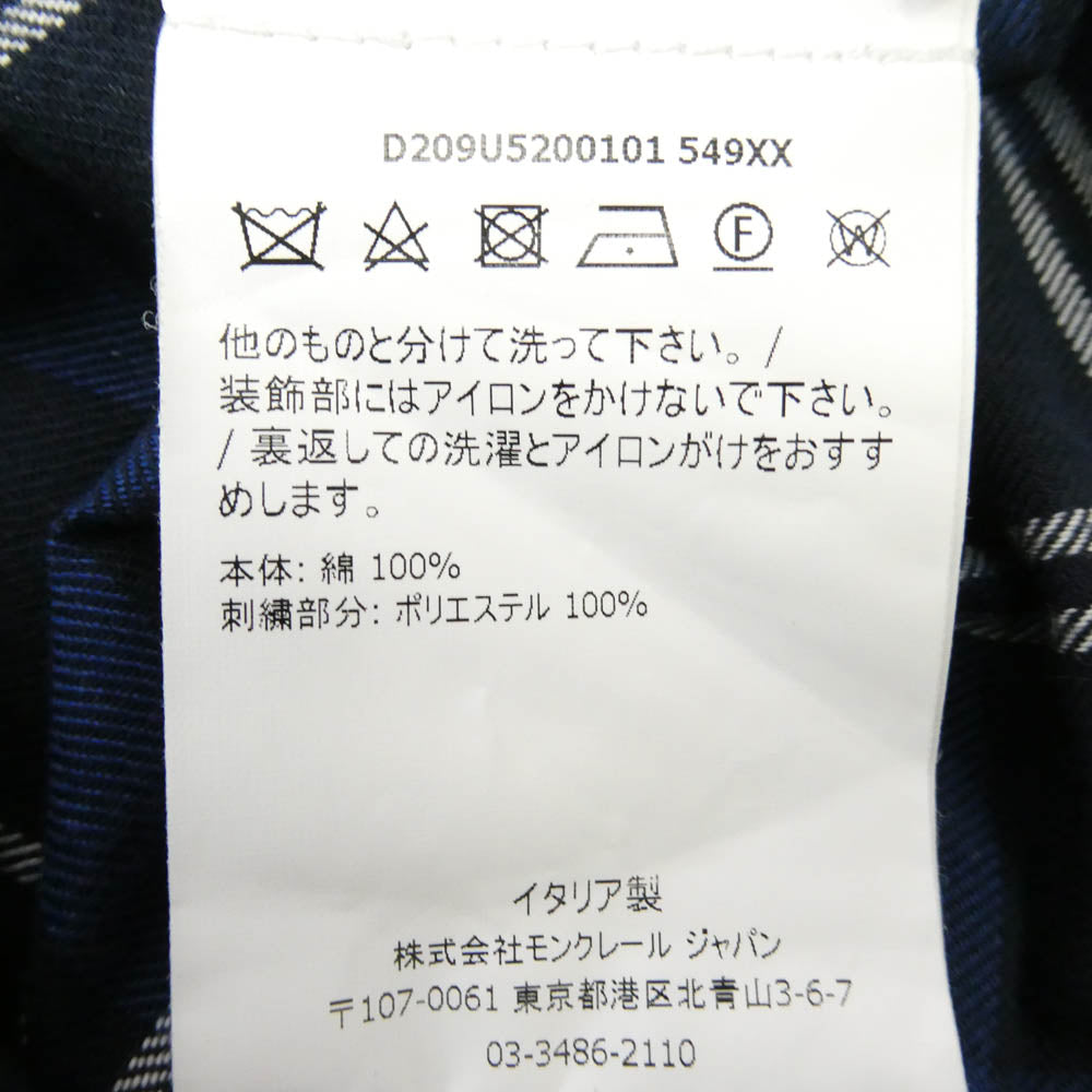 MONCLER モンクレール 18AW D209U5200101 GENIUS ジーニアス × FRAGMENT フラグメント HIROSHI FUJIWARA CAMICIA 長袖 バックロゴ フランネル シャツ 1 ネイビー系 1【美品】【中古】