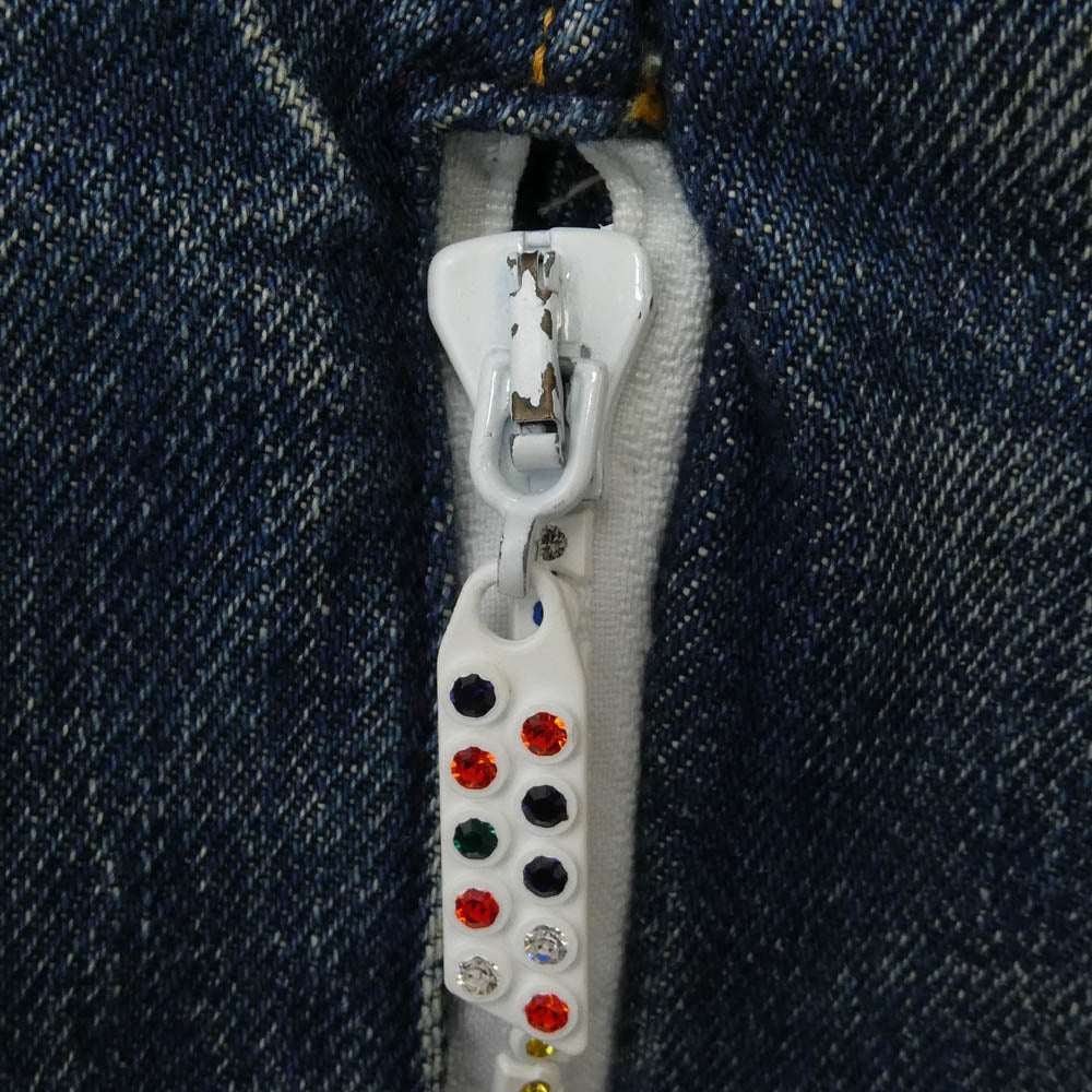 FRAGMENT DESIGN フラグメントデザイン Levi's リーバイス FM505-0056 × Levis 505 Fenom DISCO リーバイス バック サンダー プリント スワロフスキー ラインストーン ウオッシュド デニムパンツ ジーンズ W32 L31 インディゴブルー系 M W32 L31【中古】