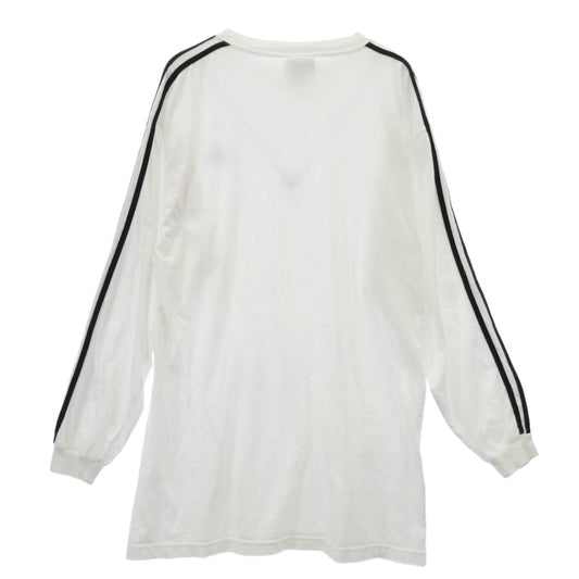 adidas アディダス 90s～00s ロゴ刺繍 3ストライプ クルーネック 長袖 Tシャツ カットソー ホワイト系 M【中古】