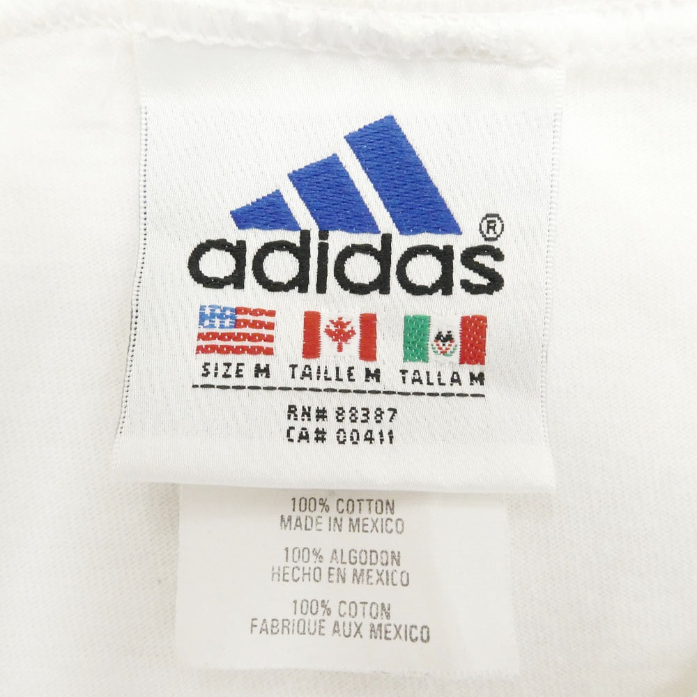 adidas アディダス 90s～00s ロゴ刺繍 3ストライプ クルーネック 長袖 Tシャツ カットソー ホワイト系 M【中古】