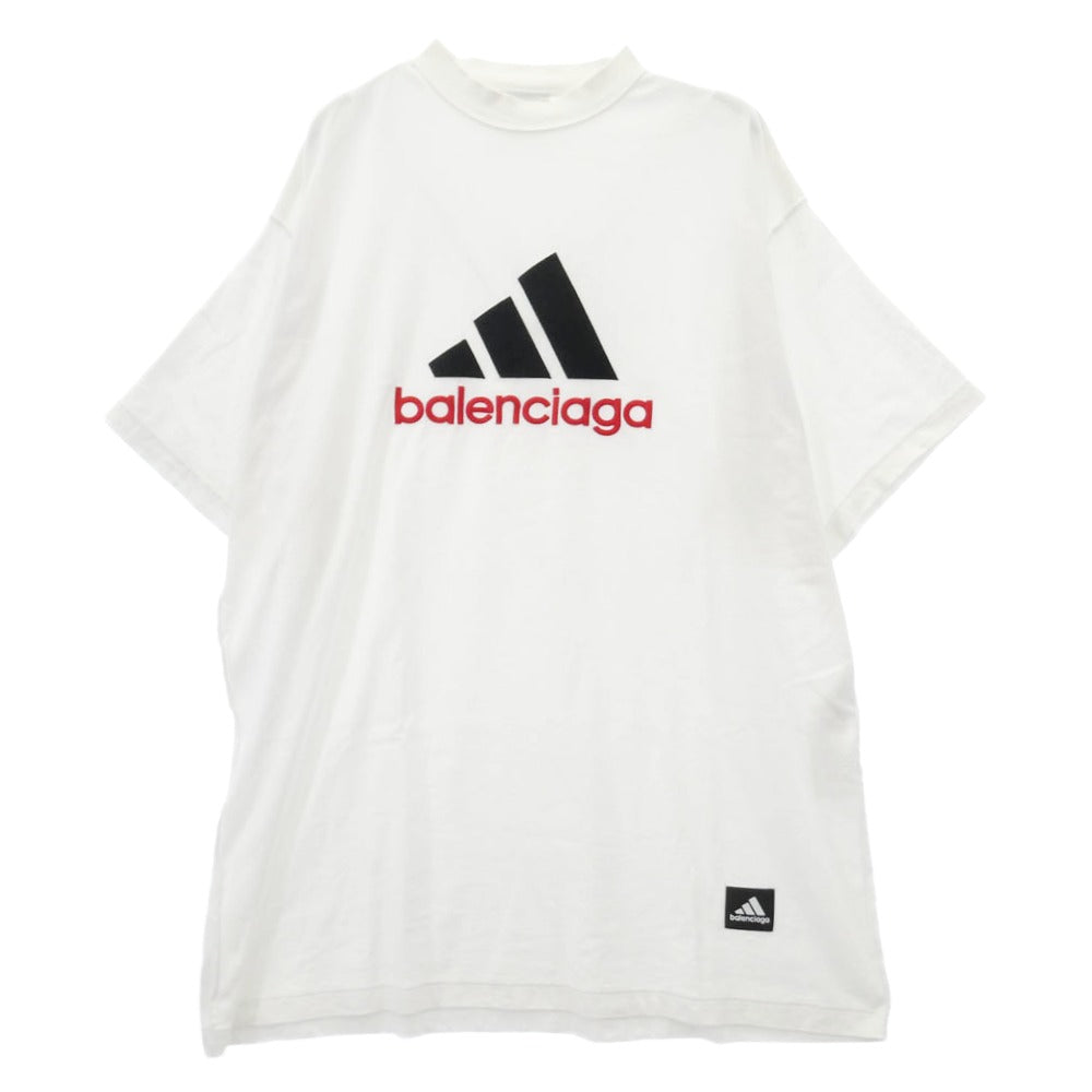 BALENCIAGA バレンシアガ adidas アディダス 23SS 731769 TNVA6 ADIDAS アディダス ロゴ刺繍 オーバーサイズ クルーネック 半袖 Tシャツ ホワイト系 2【中古】