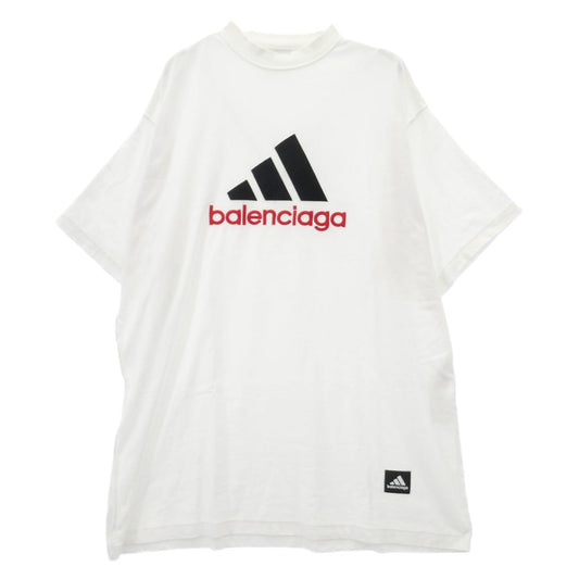 BALENCIAGA バレンシアガ adidas アディダス 23SS 731769 TNVA6 ADIDAS アディダス ロゴ刺繍 オーバーサイズ クルーネック 半袖 Tシャツ ホワイト系 2【中古】